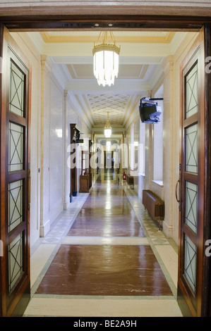 Corridor leading to the Office of the First Minister, Parliament Buildings, Stormont, Belfast Stock Photo