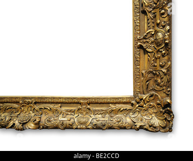 Corner of vintage gold frame with space for ad Stock Photo