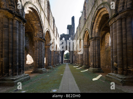 The Nave, Kirkstall Abbey, Leeds, West Yorkshire, England Stock Photo