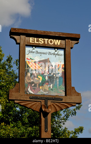 Village sign, Elstow, Bedfordshire, England, UK Stock Photo