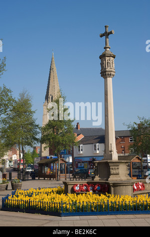 War memorial in the centre of the pretty market town of Market Harborough, Leicestershire, England Stock Photo