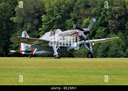 French fighter aircraft Morane-Saulnier D-3801 J-143, Europe's largest meeting of vintage planes at Hahnweide, Kirchheim-Teck,  Stock Photo