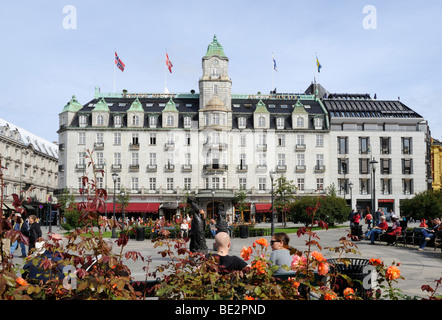 Grand Hotel and Grand Cafe at the Karl Johans Gate, Oslo, Norway, Scandinavia, Northern Europe Stock Photo