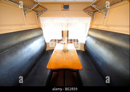 Interior shot, carriage, Kuranda Scenic Railway, historic station, Freshwater Station, Cairns, Queensland, Australia Stock Photo