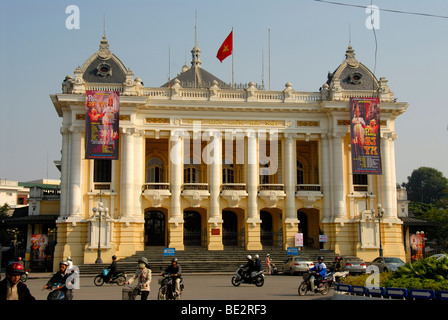Opera House, Neoclassicism, transport, mopeds, Hanoi, Vietnam, Southeast Asia, Asia Stock Photo