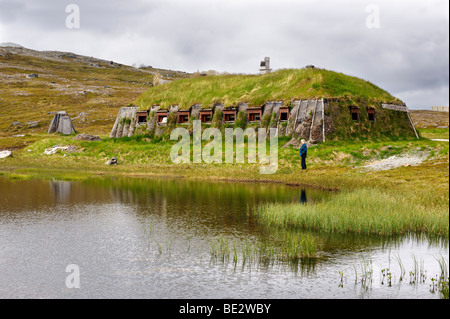 Earth covered lodge of a family of the Sami people, Hammerfest, Norway, Scandinavia, Europe Stock Photo