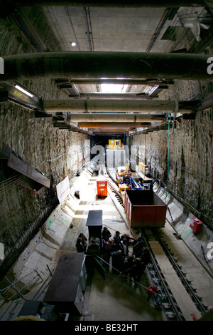 Excavations of the North South Metro Line in Amsterdam were one of the new metro stations are being built. The building excavati Stock Photo