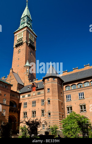 The tower at Copenhagen city hall from the garden side, Copenhagen, Denmark, Europe Stock Photo