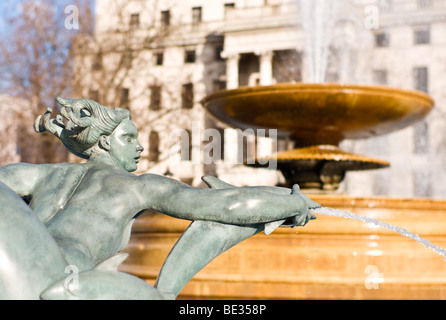 A fountain at Trafalgar Square in London, England Stock Photo