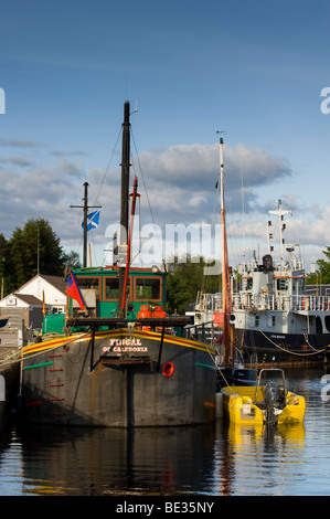 Ship in a ship lock, Caledonian Canal, Corpach near Fort William, Scotland, United Kingdom, Europe Stock Photo
