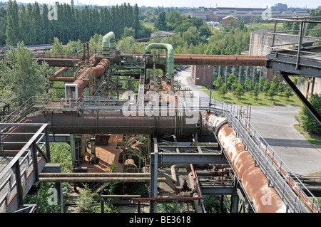 Blast furnace in the Landschaftspark Duisburg-Nord landscape park, a former Thyssen blast furnace plant in Meiderich, Duisburg, Stock Photo