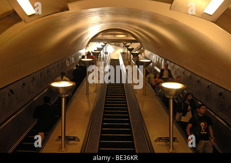 Escalators in the underground station Tooting Broadway, London, England, UK, Europe Stock Photo