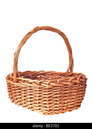 brown wicker basket isolated on white background Stock Photo