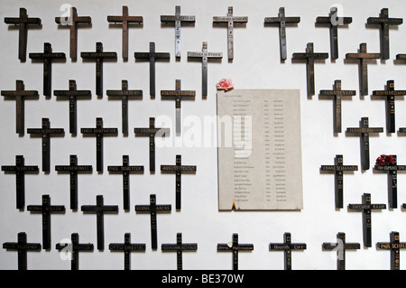 Many crosses, war memorial for the missing and the dead, Stiftskirche St Bonifatius collegiate church, monastery, church, Freck Stock Photo