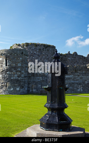 Old Victorian Water fountain outside Beaumaris Castle, Anglesey, Wales, UK Stock Photo