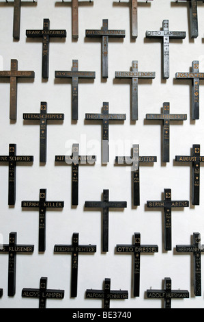 Many crosses, war memorial for the missing and the dead, Stiftskirche St Bonifatius collegiate church, monastery, church, Freck Stock Photo