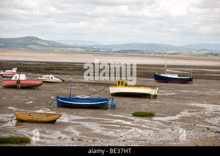 Inshore fishing boats waiting for the tide in Morecambe Bay Stock Photo