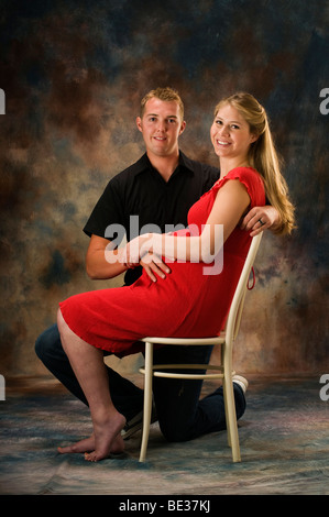 happy pregnant couple  expecting first baby Stock Photo