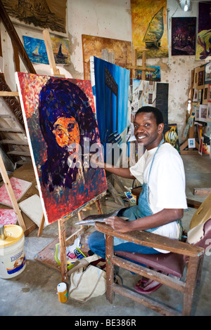 Artist, Stone Town, Zanzibar, Tanzania, Africa Stock Photo