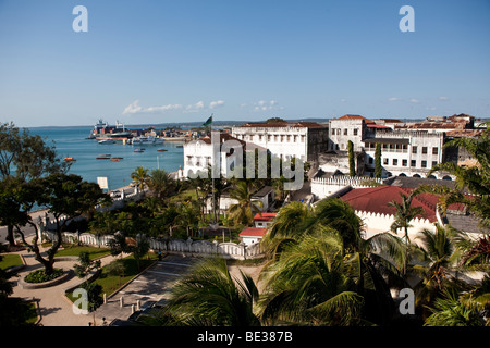 Overlooking the port of Stone Town, Zanzibar, Tanzania, Africa Stock Photo