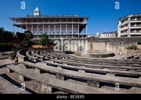 Amphitheater in front of the National Museum, House of Wonders, Stone Town, Zanzibar, Tanzania, Africa Stock Photo