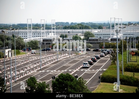 Channel tunnel train embarkation car park Stock Photo