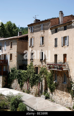 A street in the spa town of Rennes-les-Bains in the Aude region of France. Stock Photo