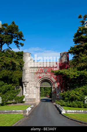 The entrance to the Penrhyn Castle estate near Bangor in North Wales photographed from the public highway Stock Photo