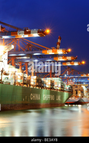 Container ship being loaded at the Eurogate, Hamburg, Germany, Europe Stock Photo