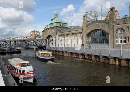 At the Landungsbruecken, Landing Bridges, the port of Hamburg, Hamburg, Germany, Europe Stock Photo