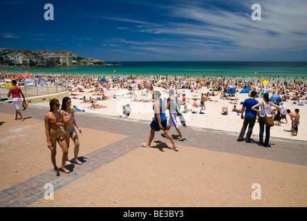 Summer crowds at Bondi Beach. Sydney, New South Wales, AUSTRALIA