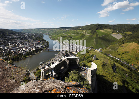 View of the two districts Bernkastel and Kues from Landshut Castle, on Moselle River, Rhineland-Palatinate, Germany, Europe Stock Photo