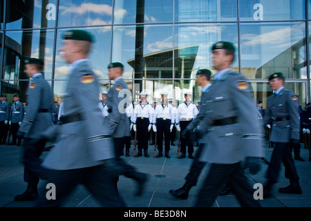 Guard of the Bundeswehr German army exercises at the Ceremonial oath of ...