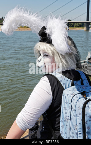 Cosplayer with animal face in the costume of a Japanese anime/manga character, portrait, Japantag Japan Day, Duesseldorf, North Stock Photo