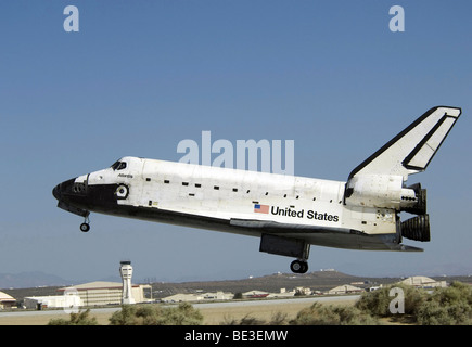 Space Shuttle Atlantis prepares for landing. Stock Photo
