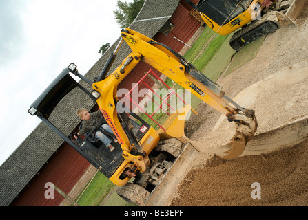 Diggerland theme park in Devon UK where kids and adults can play with diggers and construction vehicles made by JCB Stock Photo