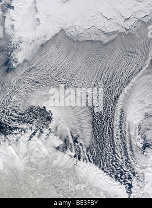 Unusual cloud formations over the Barents Sea. Stock Photo