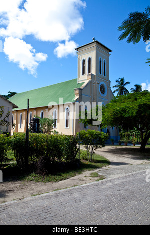Church of La Digue, La Digue Island, Seychelles, Indian Ocean, Africa Stock Photo