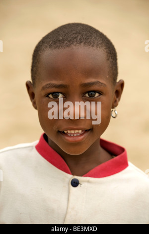 Child in Rwenshama fishing village on the edge of Lake Edward in western Uganda. Stock Photo