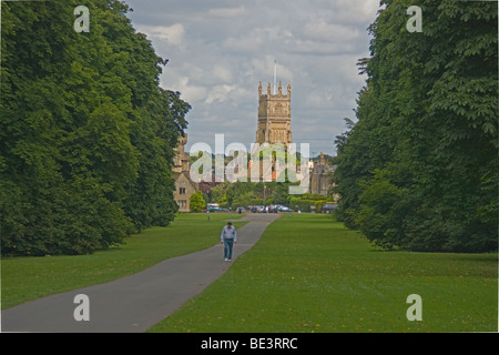 Cirencester Parish Church of St John Baptist seen from Park, Cotswolds, England, UK Stock Photo