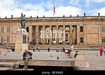 Plaza de Bolivar with Congress Building, Bogota, Colombia Stock Photo