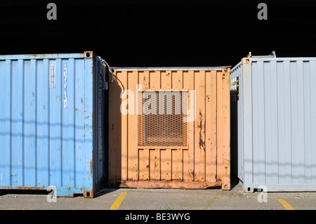 Three metal storage containers Stock Photo