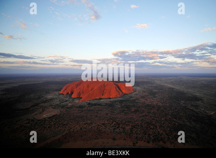 Aerial view of Uluru, Ayers Rock at sunset, Uluru-Kata Tjuta National Park, Northern Territory, Australia Stock Photo