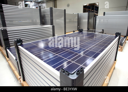 Solon SE: production of solar panels. New panels, ready for shipping, BERLIN, GERMANY