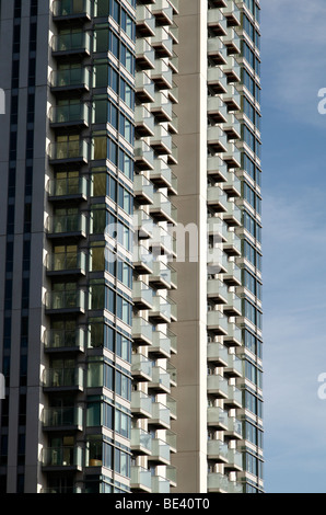 A residential tower block in the heart of the Canary Wharf district of London Docklnads, UK. Stock Photo