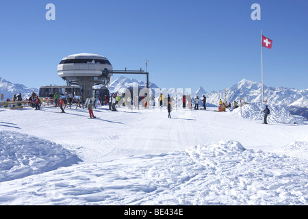 Gondola station at the Moosfluh in the Aletsch Glacier, UNESCO World Heritage Site, Valais, Switzerland, Europe Stock Photo