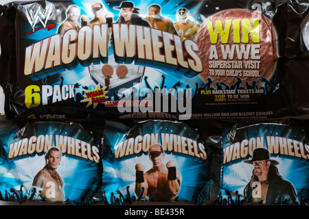 packets of Wagon Wheels biscuits - jammie flavour Stock Photo