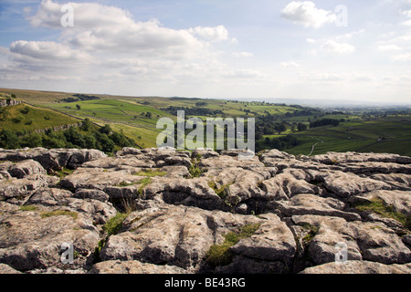 View from the top of Malham Cove, Malhamdale, Yorkshire Dales, England, UK Stock Photo