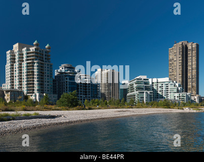 Condo buildings on a shore of the lake Ontario. South Etobicoke, Toronto, Ontario, Canada. Stock Photo