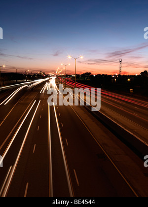 Highway during sunset Stock Photo